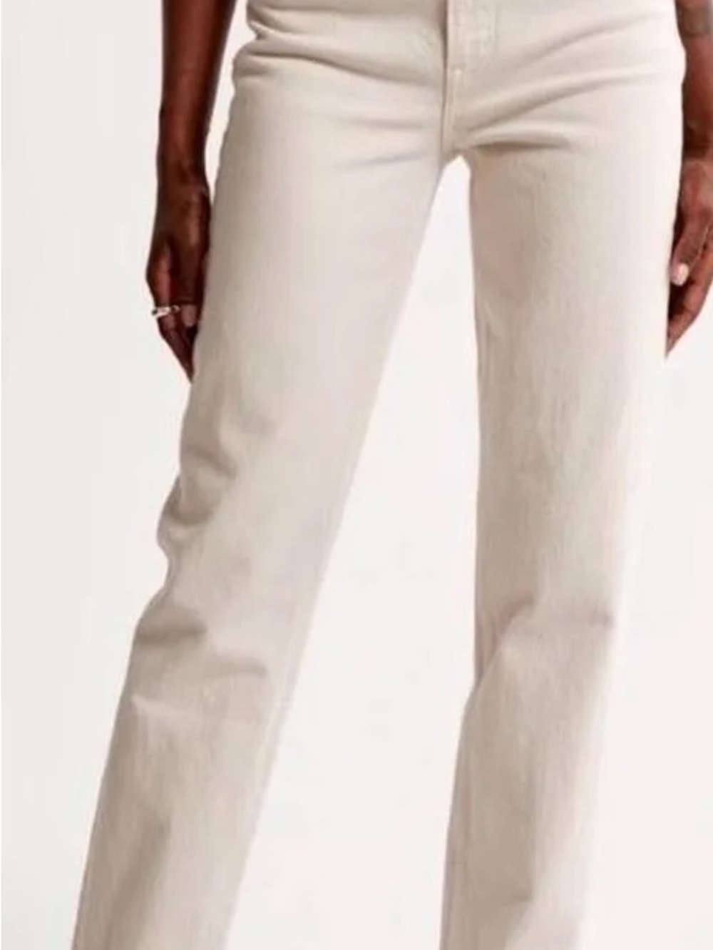 Abercrombie & Fitch Cream Ultra High Rise Ankle Straight Jean
